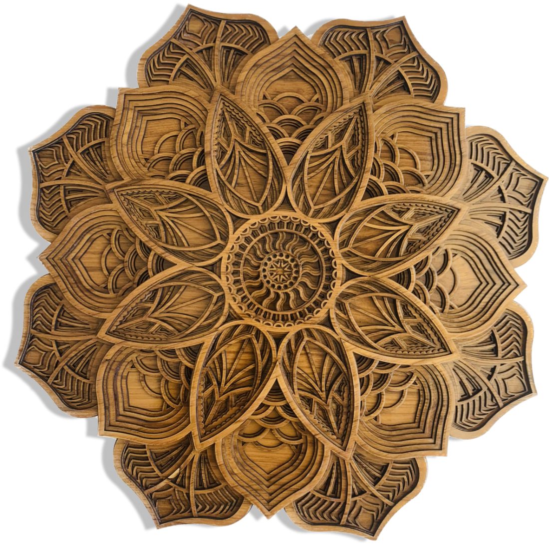 T905 teak flower mandala