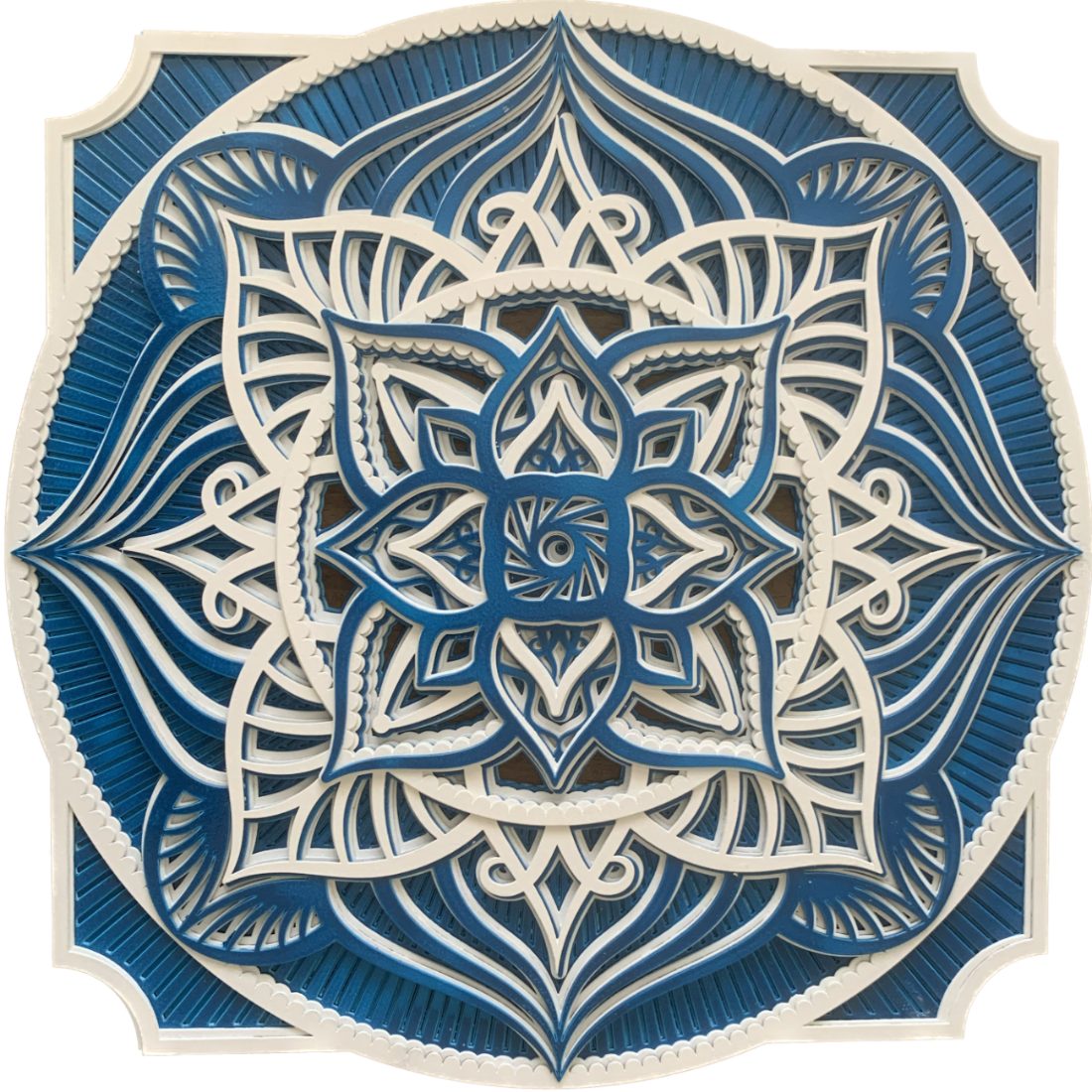 T908 mandala in lacquered blue and ivory